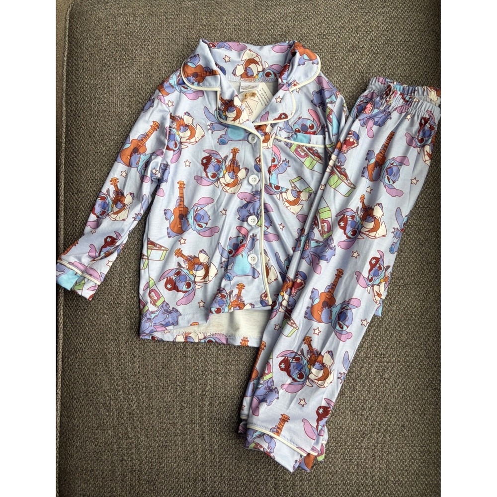 Disney Lilo & Stitch Blue Ukulele Print Pajama Set Kids Size 3T NWT